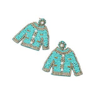 Tigerstars Turquoise Pearly Seed Beaded Felt Back Dangle Earrings